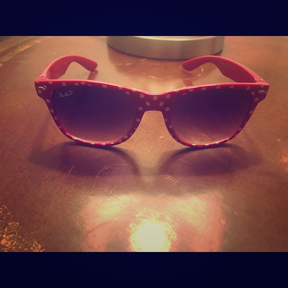 Pink Ray-Ban Sunglasses with White Polka Dots